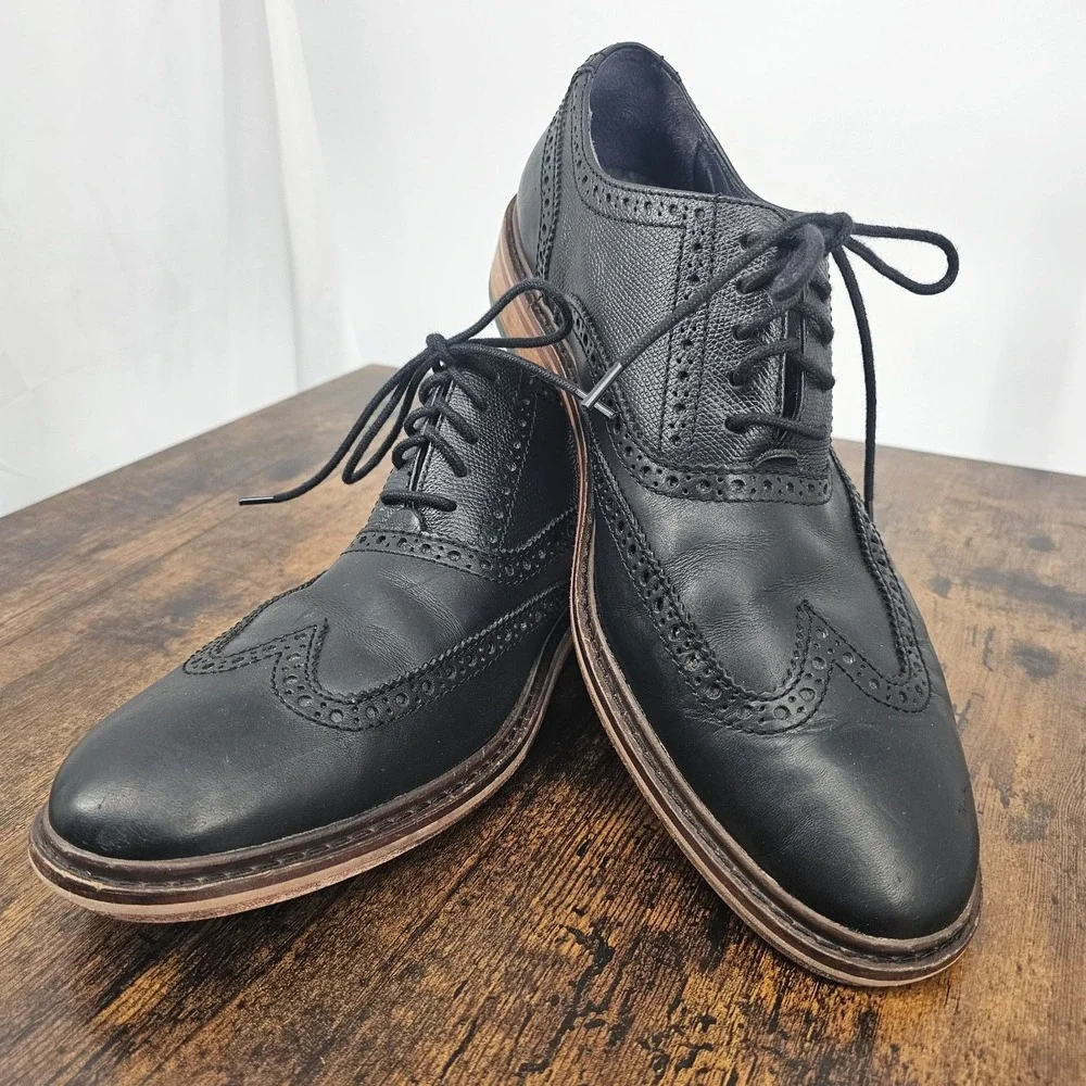 Cole Haan Colton Wingtip Brogue Oxfords Black Dress Shoes C11756 -‎ Men's 11.5M